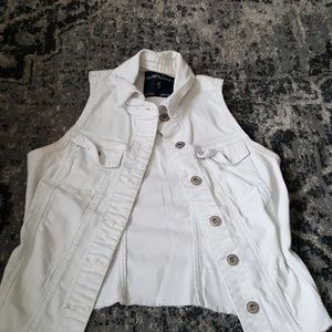 Distressed White Denim Vest
